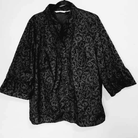 Ecologie Pintucked Button Front Tunic Top in Black Plus Size 3X - Picture 1 of 13